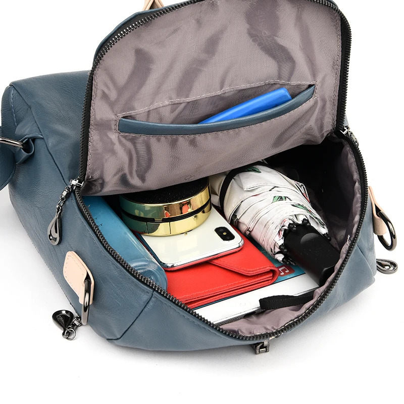 Fashion Backpack Female Soft leather Rucksack Women Shoulder Bag Ladies Travel Back Pack Large Capacity Dayback Bookbag for Girl 250407