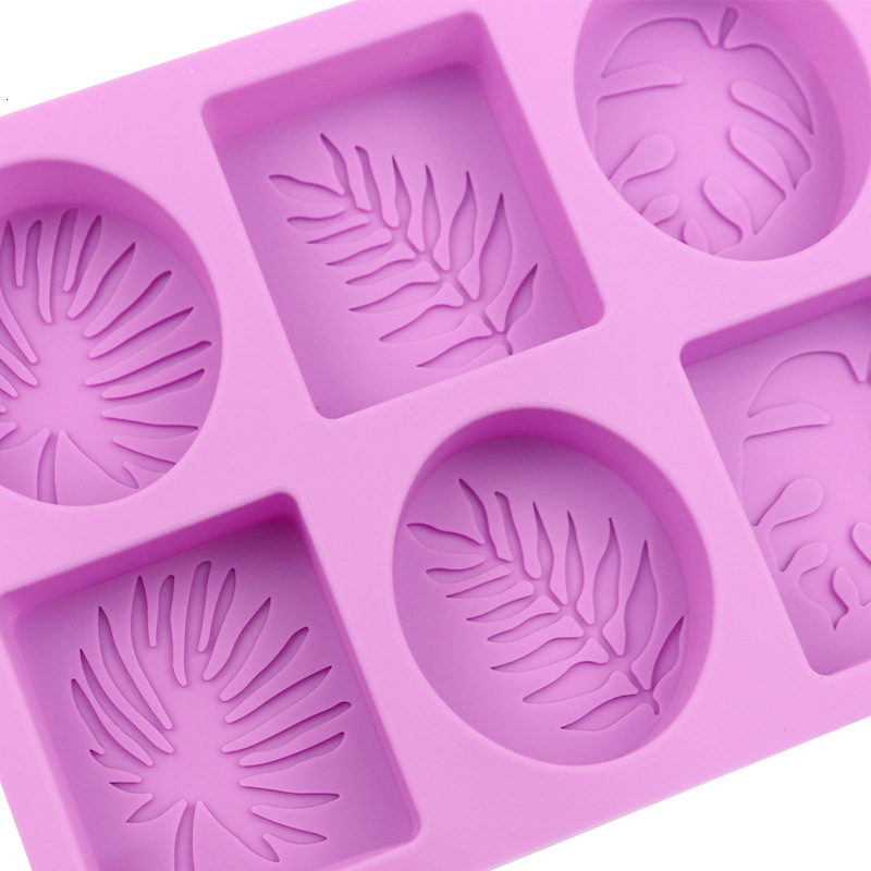 In Stock Wholesale 6-Linked Square Oval Leaf Handmade Soap High Temperature Resistant DIY Aromatherapy Cake Mold