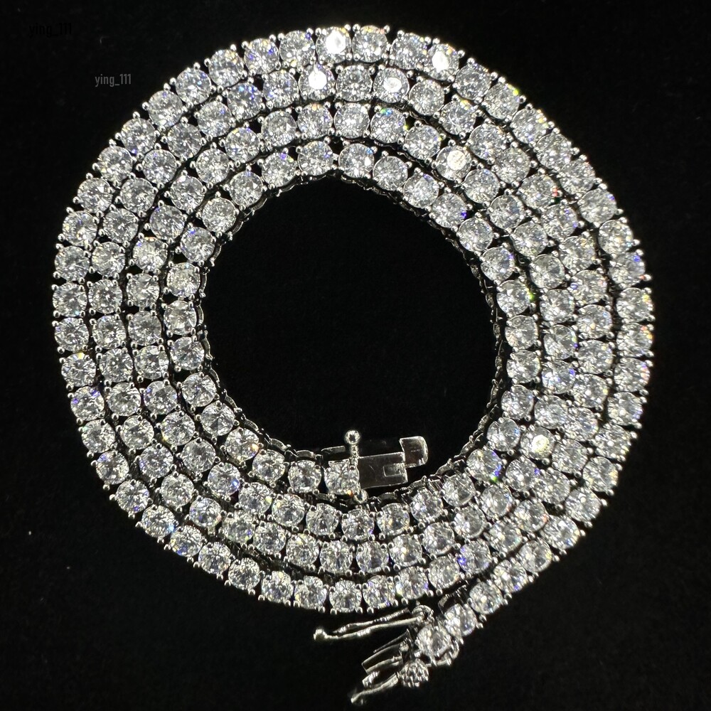 Wholesale Women Men Jewelry 3mm 925 Silver Zircon Moissanite Bracelet Necklace Tennis Chain