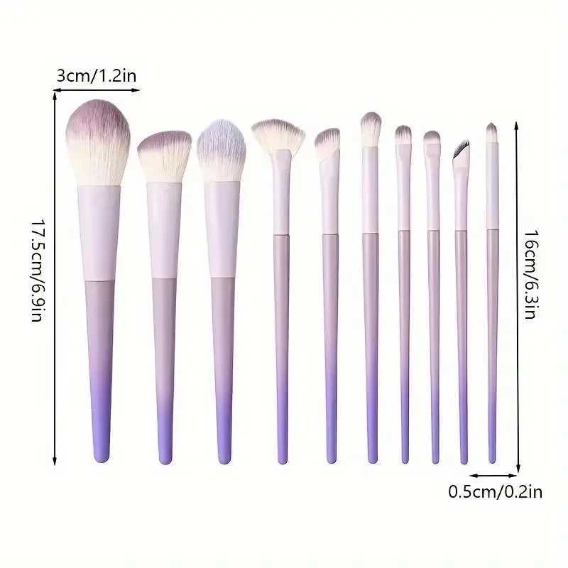 10Pcs Pink Purple Gradient plastic handle makeup brush powder brush foundation make-up brush concealer brush L251110