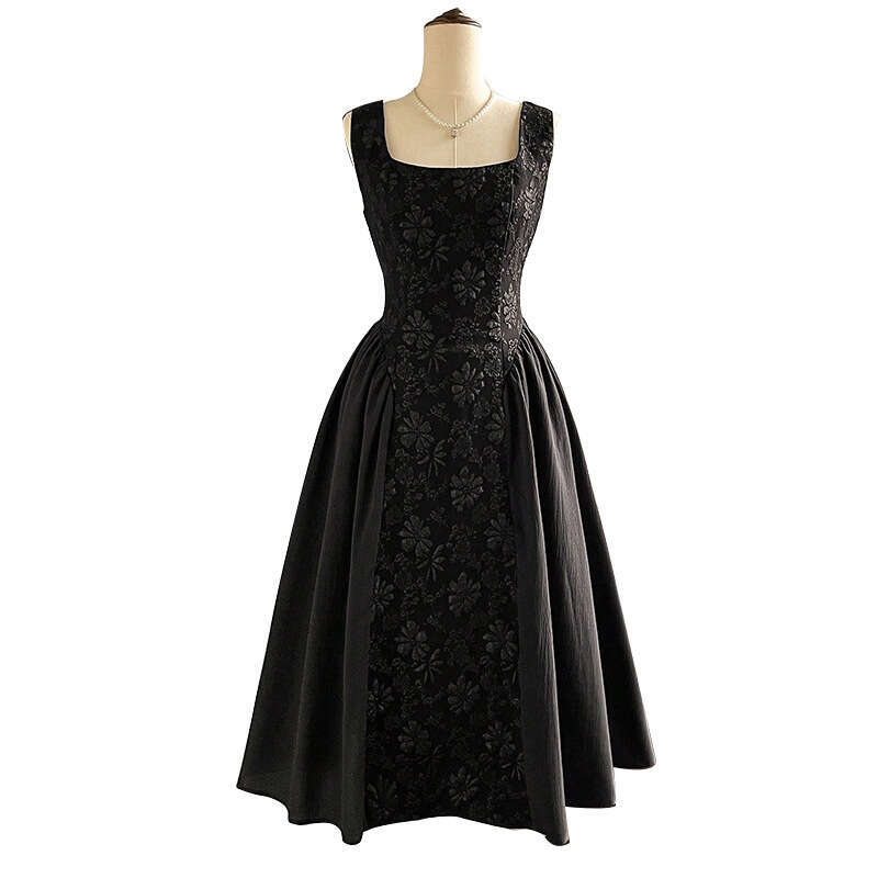 Rui Chuo Cross-Border Foreign Trade French Elegant Style 2025 Autumn Design Embossed Tank Mid-Length Dress for Women