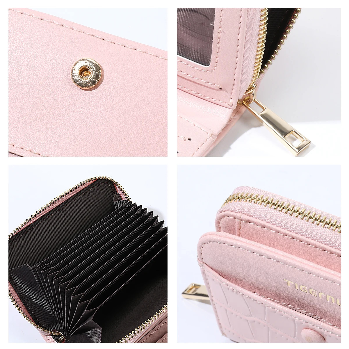 Tigernu Womans Wallets Pink Card Wallet Purses For Woman Genuine Leather Coin Purses Light Women Card Holders Female Card Bags R251110