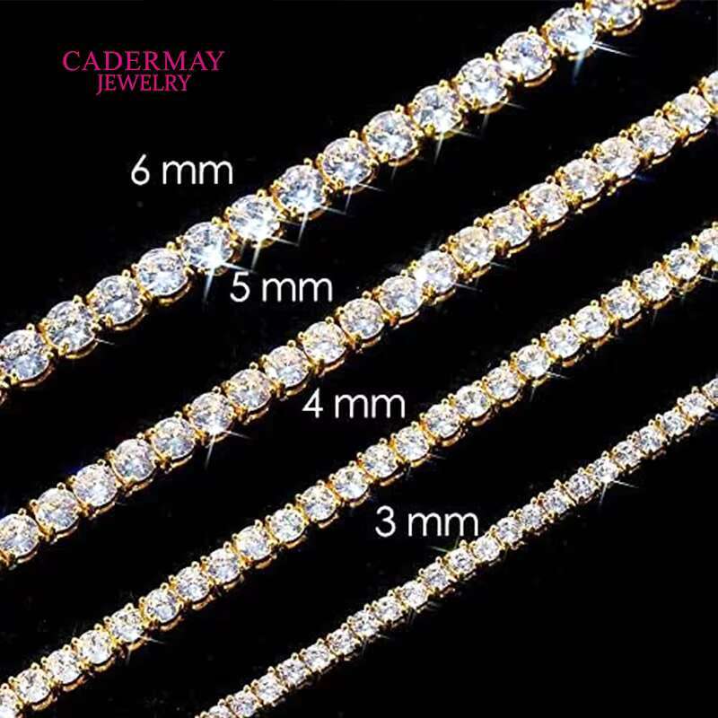 High Quality Fashion Jewelry Moissanite Chain Necklace 925 Silver 2mm 3mm 4mm 5mm VVS Moissanite Tennis Chain Hiphop Jewelry
