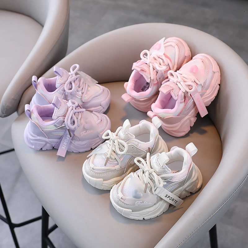 Girls Sports Shoes 2024 Spring and Autumn New Childrens Dad Shoes Mesh shoes boys Versatile Little White Shoes W251110