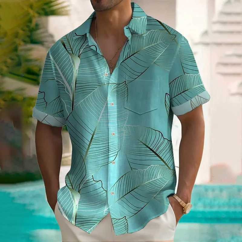 Retro Cool 3D Tropical Flower Printed Shirt Leaf Pattern Collar Shirt Mens Fashion Street Clothing 2024 Y2k Shorts X250410