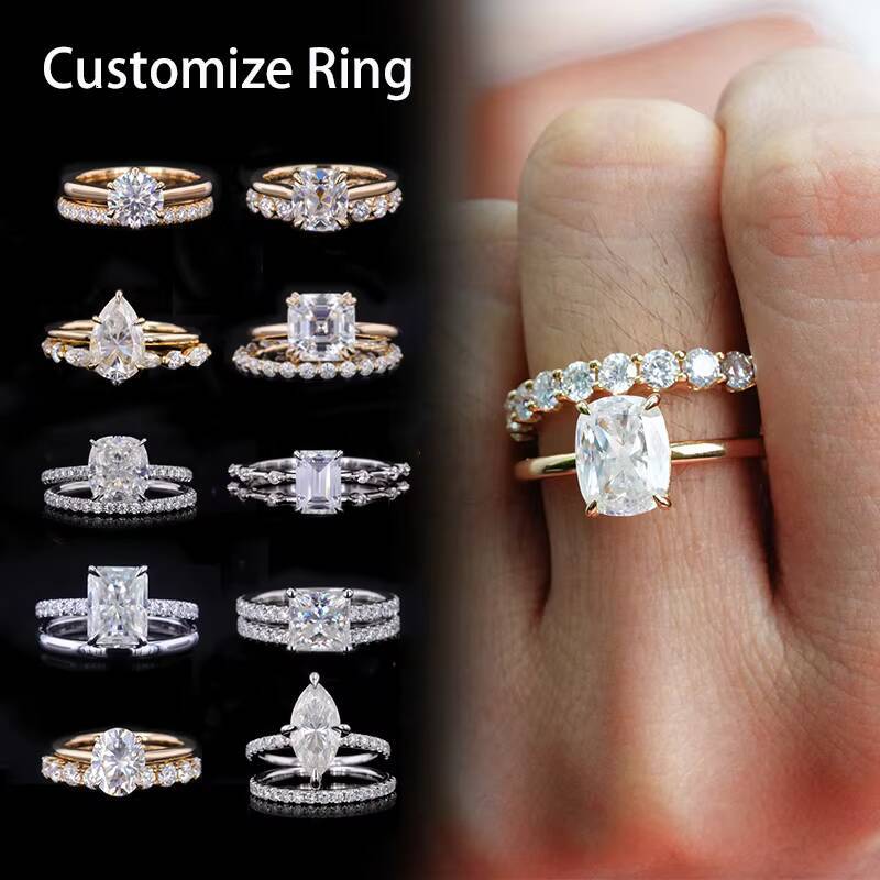 Starsgem Custom Fine Jewelry 14K Gold Authorized VVS Diamond Wedding Ring Woman Engagement Moissanite Ring for Women