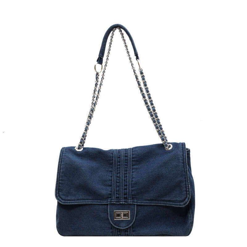 Denim women's summer fashionable large capacity chain shoulder high-end commuting tote wandering bag, 2025 new casual fashion trend