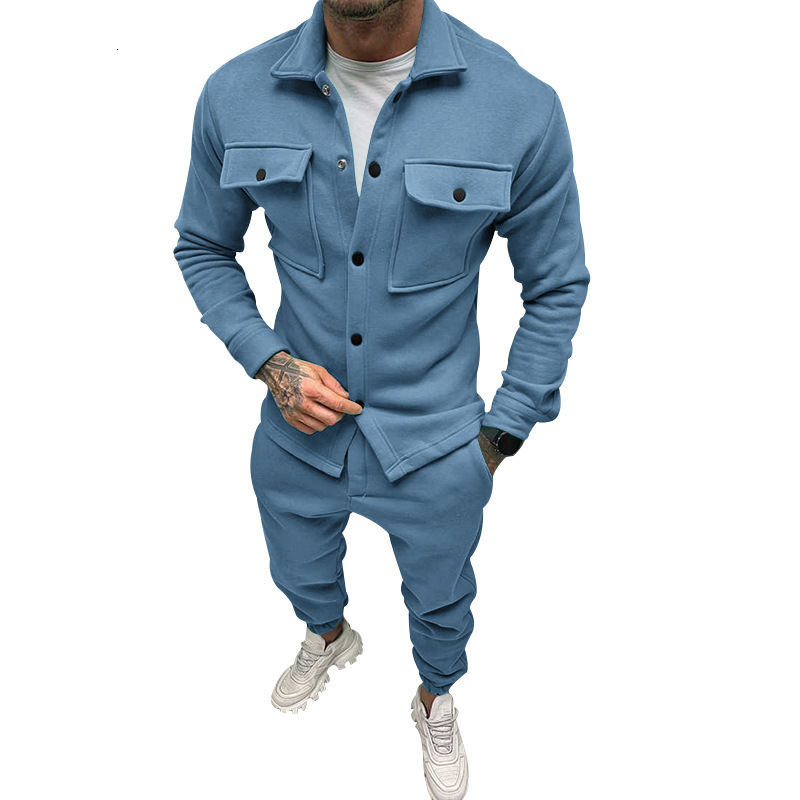 2024 plus size fashionable mens suit spring and autumn two-piece set trendy suede casual jacket pants