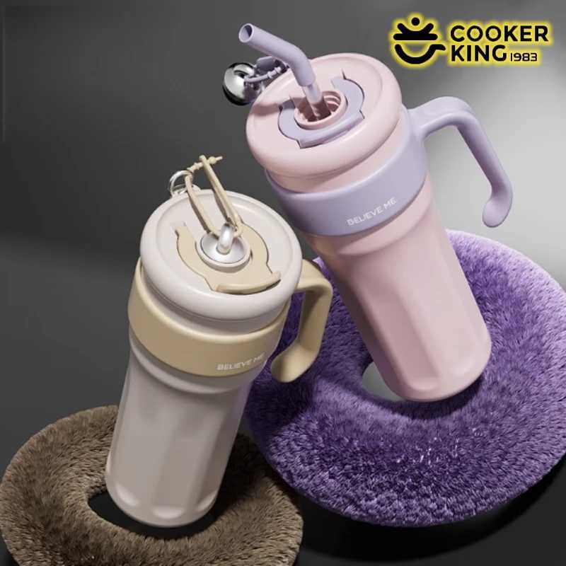 Fashionable cup 125L Insated Bottle with HandleStraw Stainless Steel Thermos Bottle Leak-proof Travel g Portable Coffee Cup Y251110