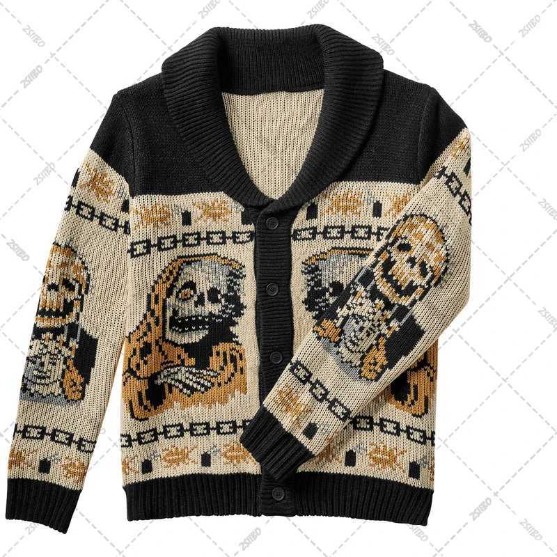 Fashion Fall/Winter y2k Portrait Printed Harajuku Sweater Fashion Men and Women Long Sleeves Coat Warm Gothic Ghost Pattern Sweaters Y251110