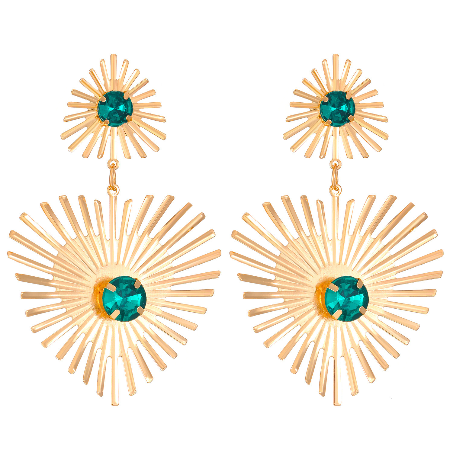 Exaggerated Dia-Studded Bohemian Suower Heart Light High-End Earrings