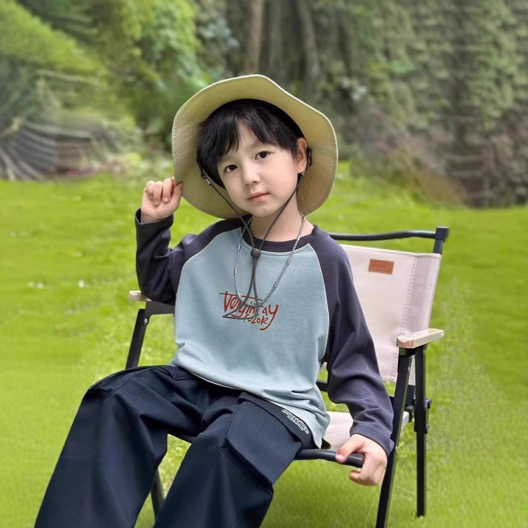 GS- Ddmyshoesvip Boys Clothing Middle Large Children S Bottom Shirt Long Sleeve T Shirt Versatile Two Piece Set Spring And Autumn Trendy