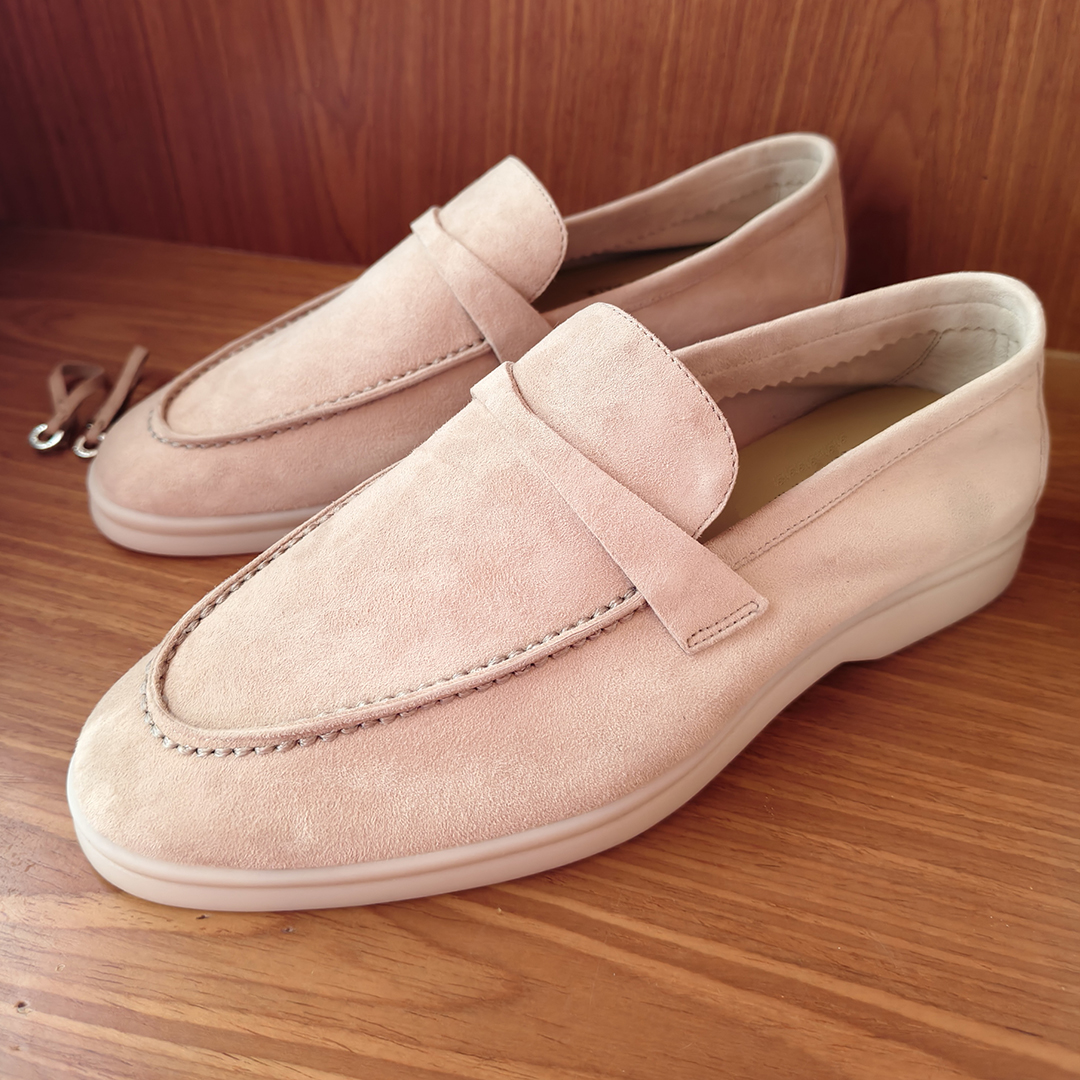 Dress shoes men womens loafers 35-47 Cashmere Leather Flat Heel High quality beef tendon bottom casual women Round head classic Buckle Shoe