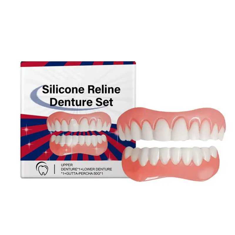 New Arrival Silicone denture set with silicone upper and lower veneers laughing soft denture set with silicone lining soft denture set Z250410