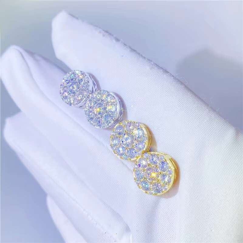 Fine Jewelry Fashion 14k Gold Plated Silver Womens Moissanite Small Diamond Stud Earrings