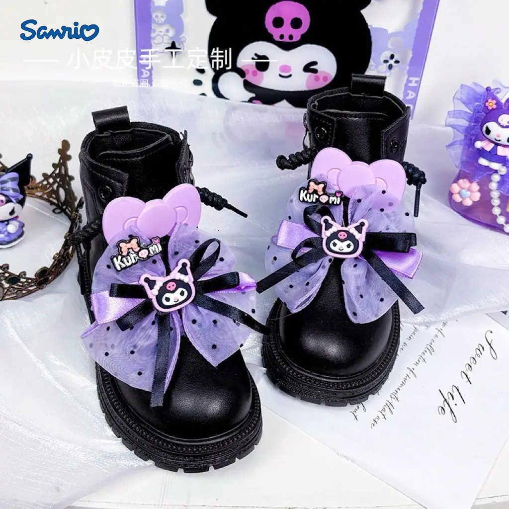 Sanrio Kids Princess Shoes Cute Kuromi Soft Sole Girls Leather Boots Comfort Non-Slip Autumn Winter New Children Short Boots H2511101