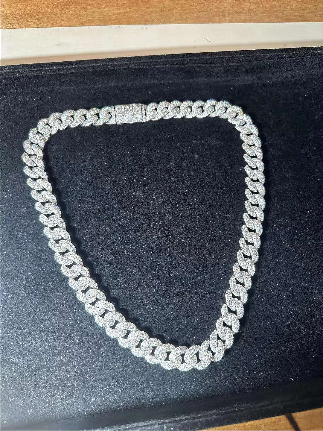 Hot Sale Dropshipping 15mm 2rows Vvs Moissnaite Diamond Iced Out Hip Hop Jewelry Moissanite Cuban Chain Bracelet Necklace
