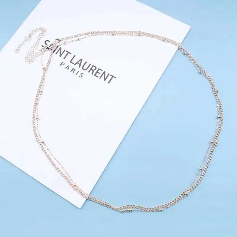 Fashionable and sexy round bead chain double waist chain simple metal thick chain body chain warm belly waist decoration X250410