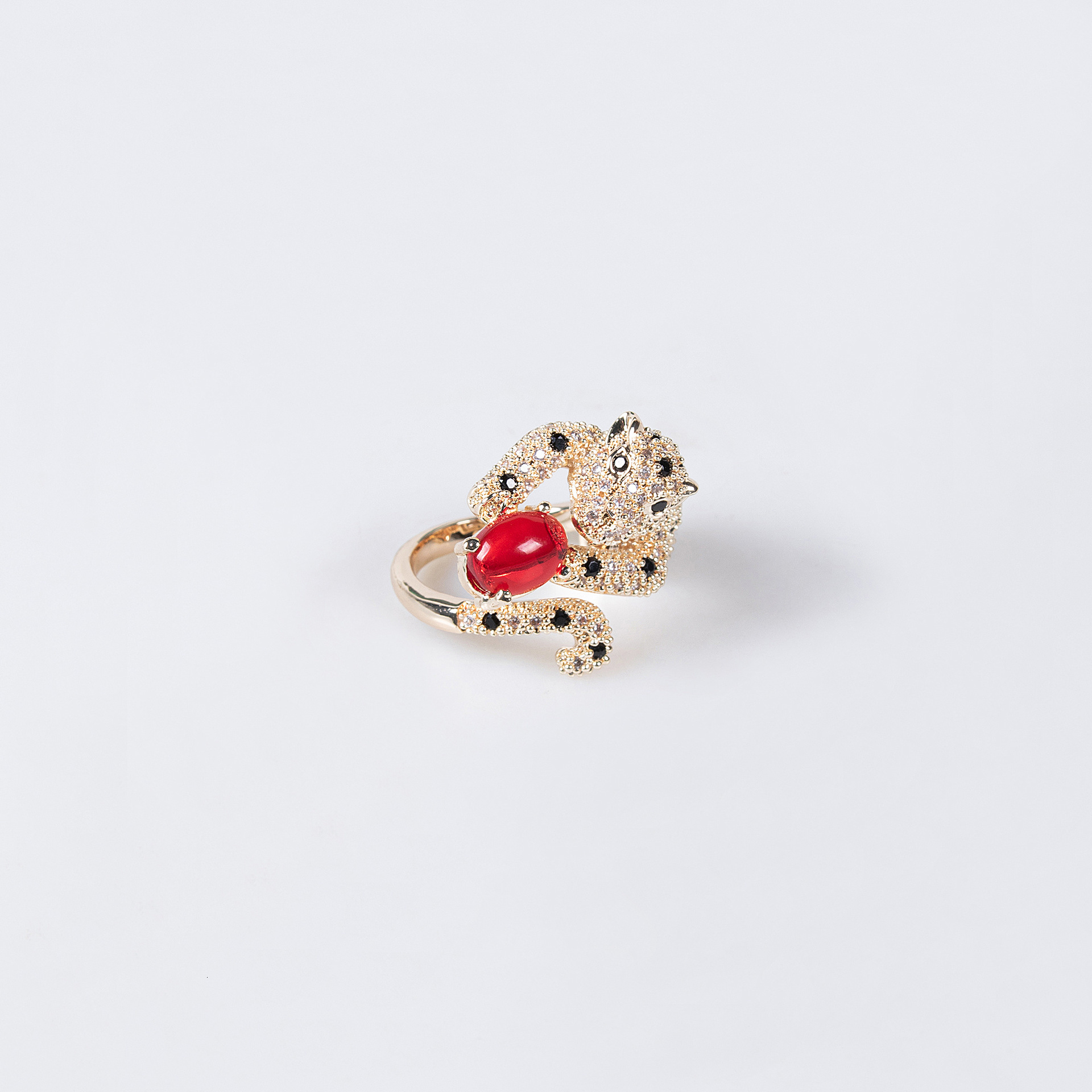 Cross-border New European Fashion Ring And American Style Jewelry Vintage Commuter Open Ring Leopard Gemstone Designer Ring Ring Jewelry Wholesale