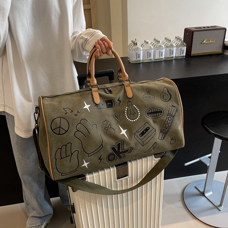 25S New Model Designer Large Capacity Short Distance Travel Bag New Trend Men S And Women S Sports Fiess Handbag Lightweight Graffiti Shoulder Crossbo