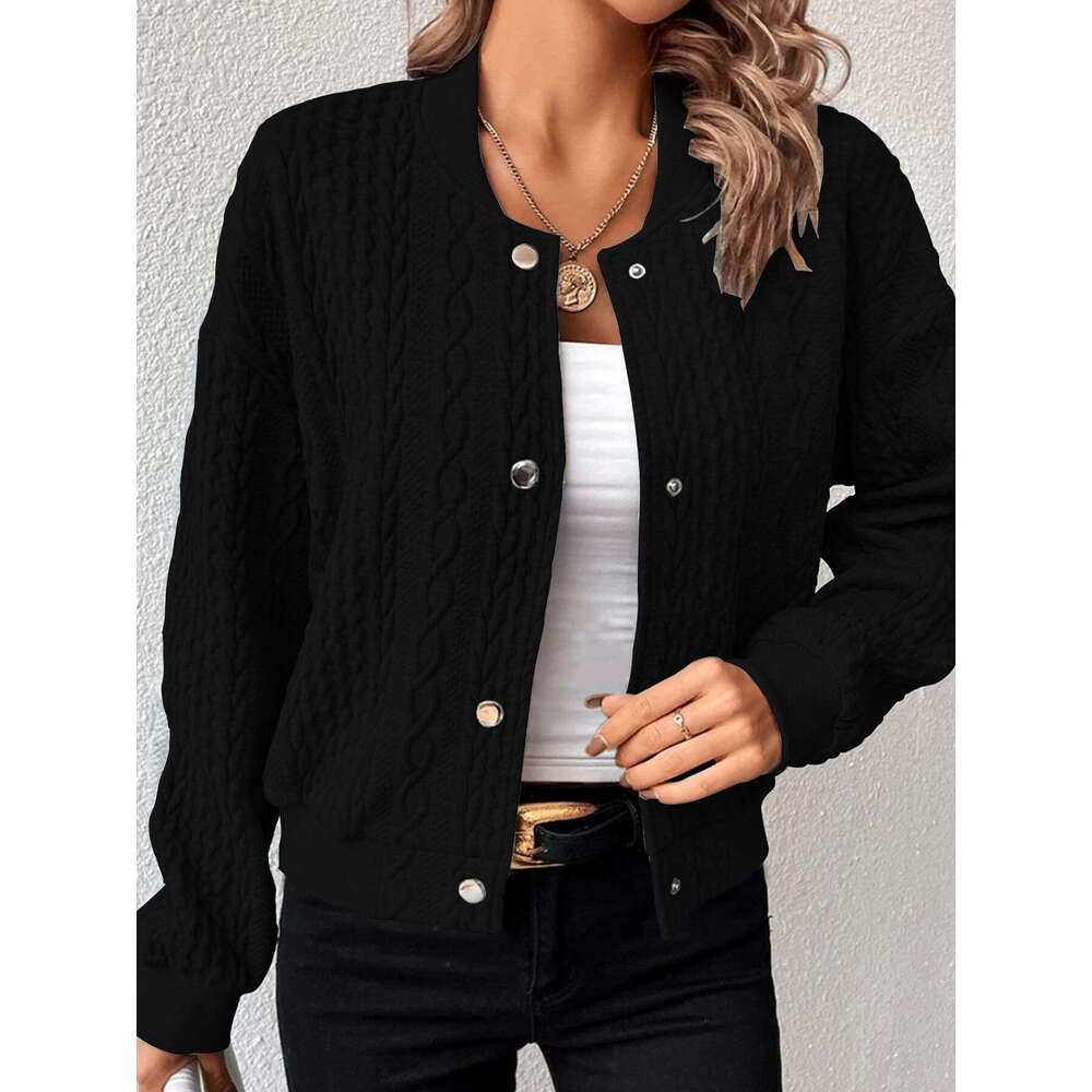 2023 Autumn New Amazon Independent Station Cross-Border TEMU European and American Fashion Solid Color Stand Collar Single-Breasted Women's Top