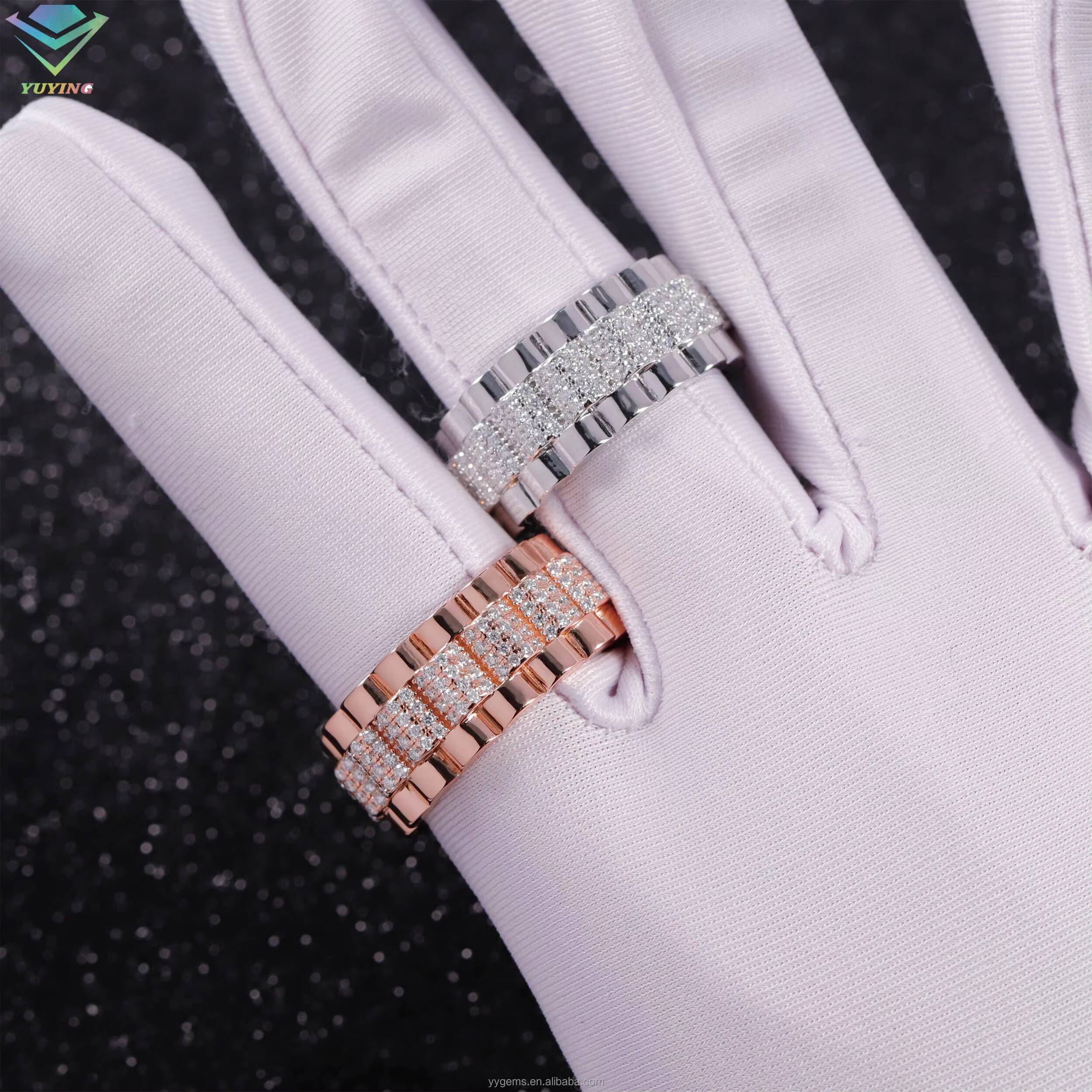 New Arrival Mossanite Ring Fine Jewelry 925 Sterling Silver Hip Hop Ring for Men Women VVS Moissanite Diamond Cuban Ring