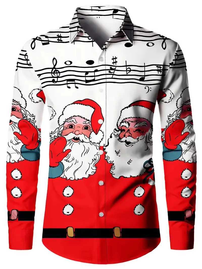 Classic Comfort Collection Mens 3D Santa Print Shirt Long Sleeve Christmas 2025 K251110