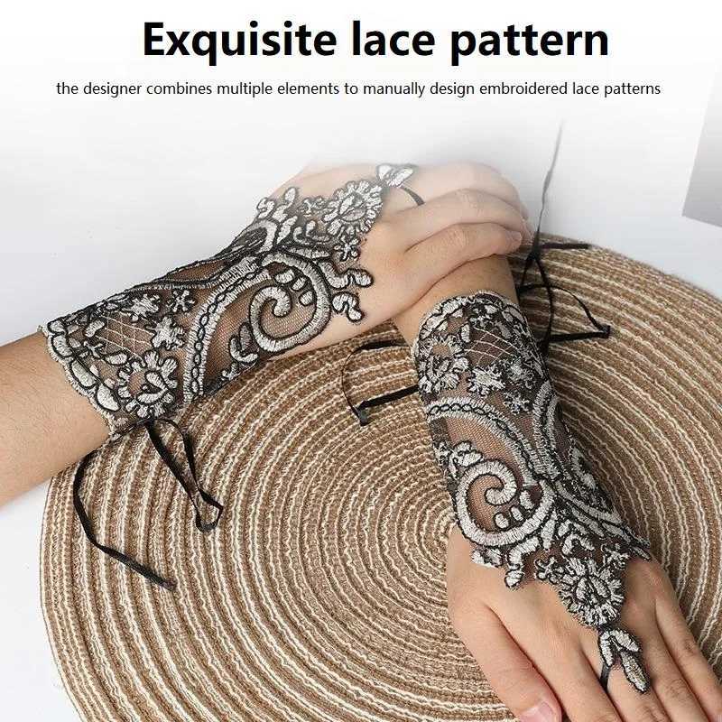 Wedding Fingerless Gloves Women Lace Black White Gloves Bride Long Gloves Elegant Mittens Accessory HLST01 L251110
