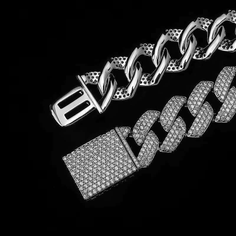 16mm Cuban men's simple and exquisite sier chain bracelet with zircon stone bracelet, used for parties, weddings or gifts