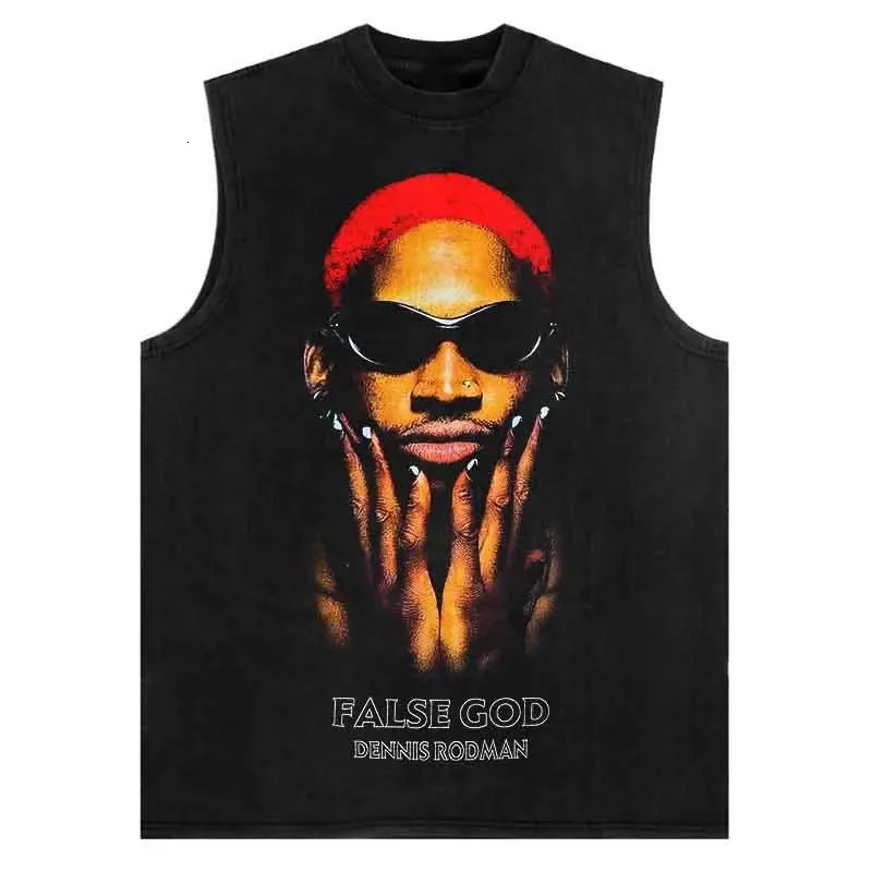 SHEC Vintage Portrait Tank Top Hip Hop Retro Rodman Graphic Print Vest Harajuku Streetwear Oversized Sleeveless T-Shirt Tops 250409