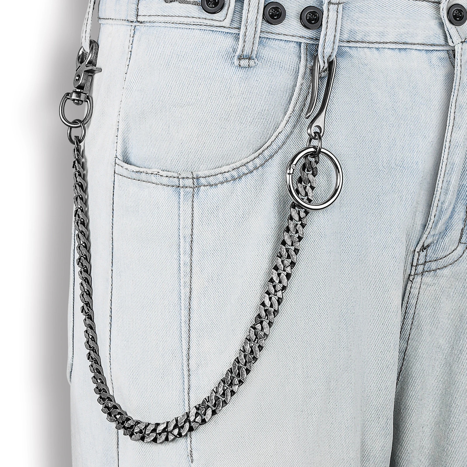 Metal keychain wallet belt chain mens waist jeans hiphop pants jewelry accessories 250410