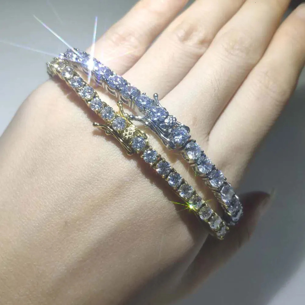 High Quality Brass 18/K Plated Tennis Chain Bracelet Iced Out 5A Cubic Zirconia Cz Mens Bracelets Gift Rapper Jewelry 250408