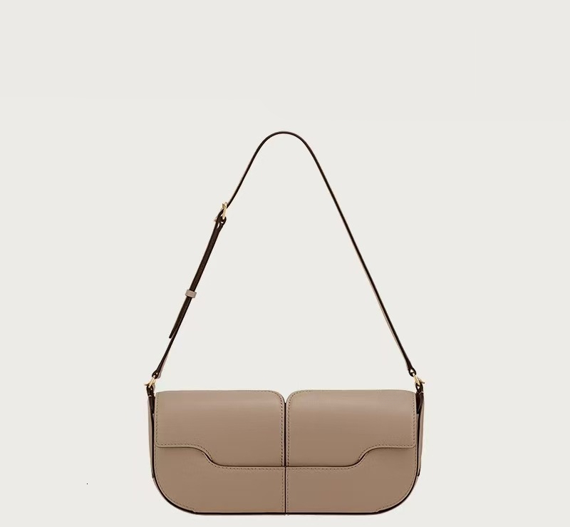 Winter new rectangular handbag genuine leather solid color simple luxury handbag new fashion trend designer bag women's shoulder crossbody bag