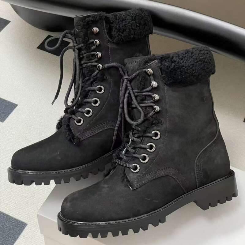 High Version Triumphal Arch Wool Martin Short Boots For Women Genuine Leather British Style Men's Autumn Winter Thick Sole Bumblebee Cotton Shoes