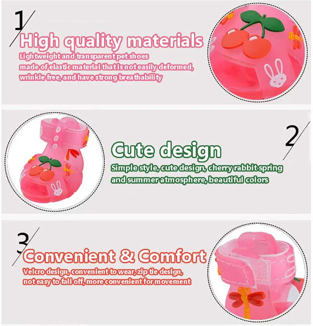 Cute Summer Dog Shoes Sweet Cherry Puppy Sandals Pet Jelly Shoes Apartment Dog Boots Paw Protector for Summer Hot Stalls T2504010
