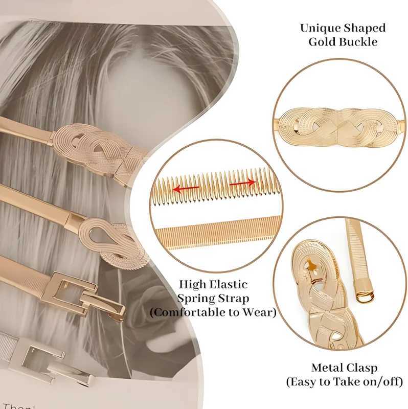 Wens Metal Tight Waistband DressGold Elastic Thin WaistbandElastic Dress Waistband X250410