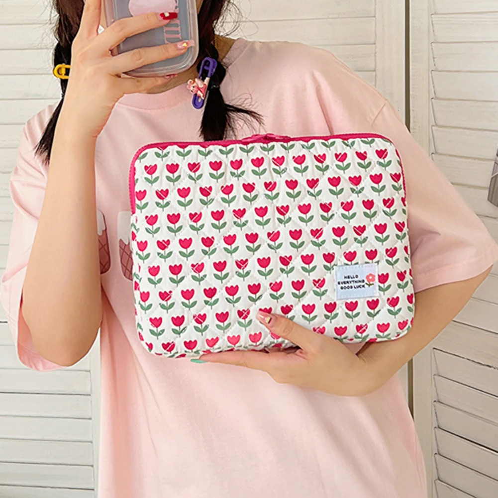 Ins Flower Pattern Cute Laptop Sleeve Bag 11 13 14 15 Inch for Ipad Pro12.9 Notebook Tablet Pouch For Air 13.6 HP ASUS250403