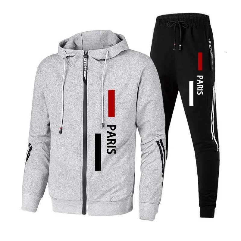 Fashion Mens Tracksuit Printed Casual Zip Jacket Coat Sports Jogging Mens Clothing Autumn Winter Single Piece Hooded Tops Pants W251110