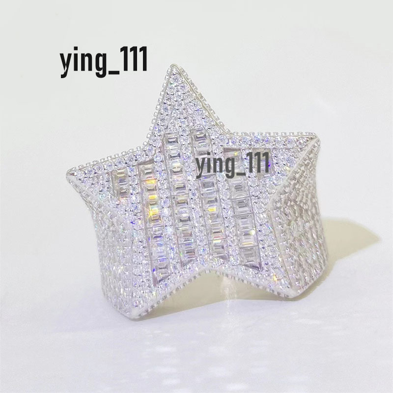 Hip Hop European and American Mens and Womens Rings Ins Fashion Trend Diamond S925 Silver Inlaid Vvs Moissanite Ring