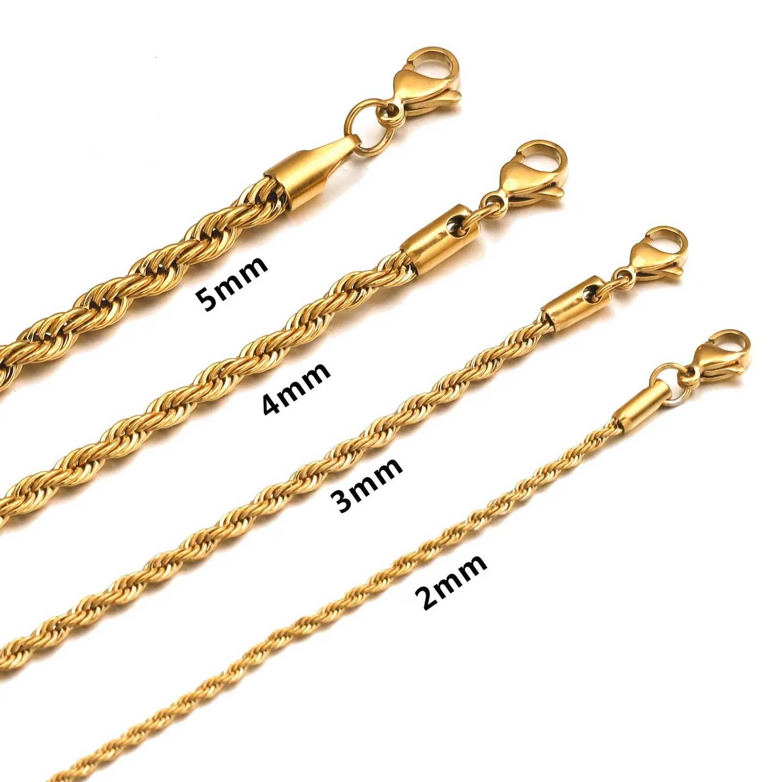 Stainless Steel Bracelet For Women Men 2/3/4/5/6MM Gold Color Twisted Rope Chain Bangle Fashion Never Fade Jewelry AccessoriesT251110