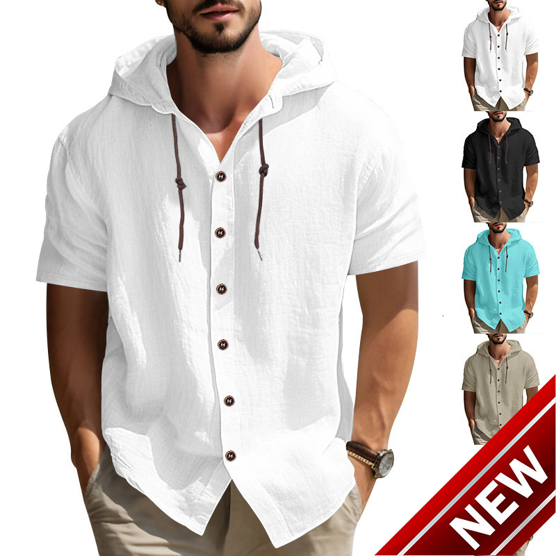 Solid color short sleeved sports T-shirt fashionable and versatile casual and loose hooded top with diverse styles