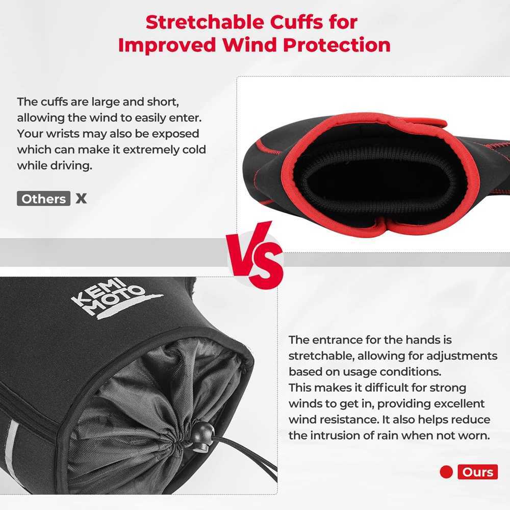 KEMITOUR Motorcycle Handlebar Gloves Scooter Hand Bar Winter Gloves Windproof Waterproof Washable For ATV Snowmobile S25118