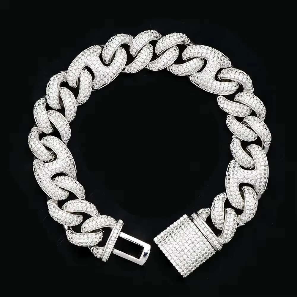 High quality sier pyroxene jewelry dia Cuban men's bracelet