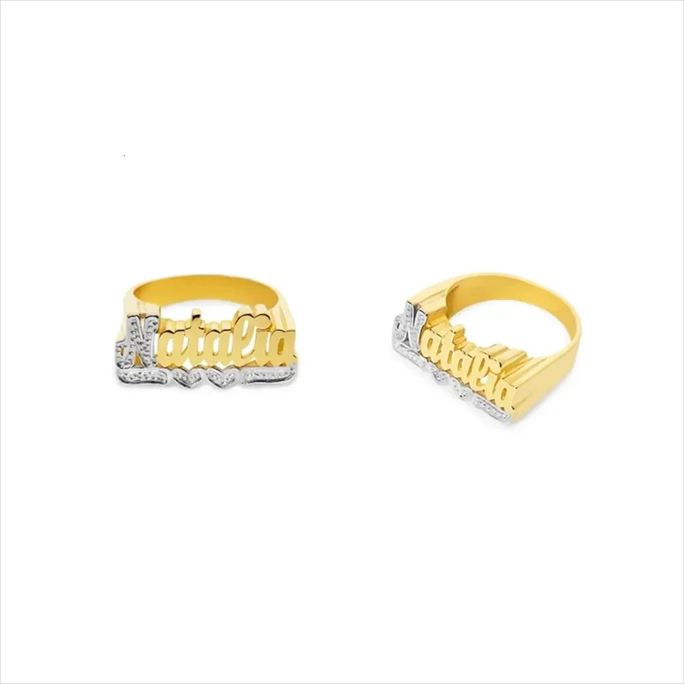 Personalized Name Customized Ring Mens and Womens Gold Ring Jewelry Gift Stainless Steel Ring Personalized Couple Ring Gift 250409