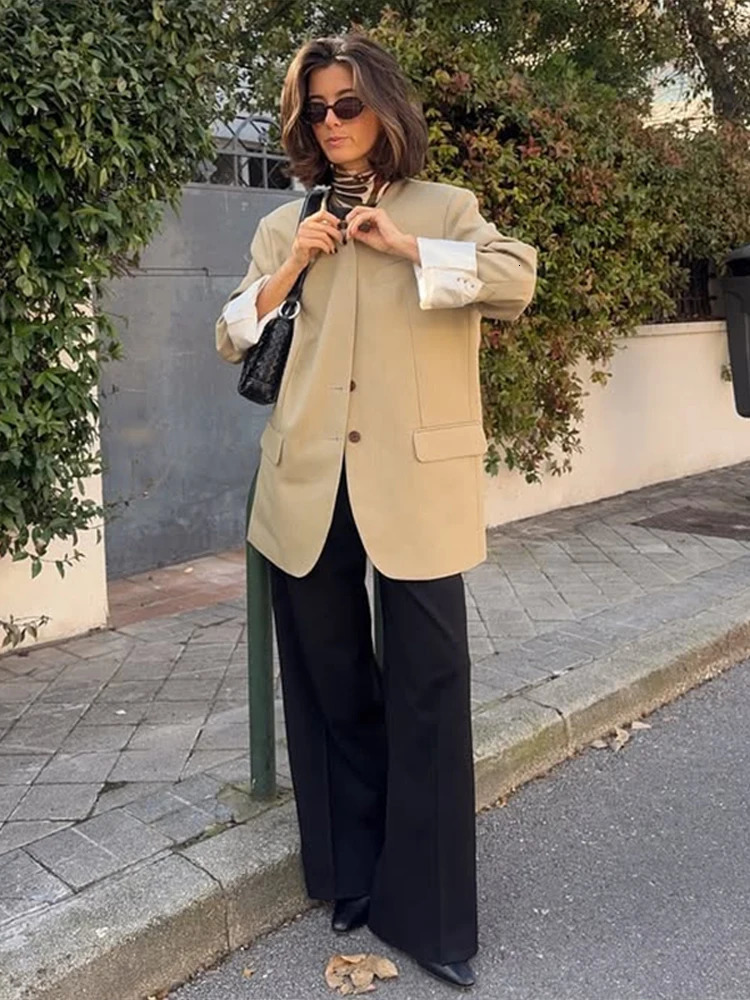 Casual Solid Jacket Womens Square Collar Single Chest Full Sleeve Pocket 2025 Spring Fashion 250407