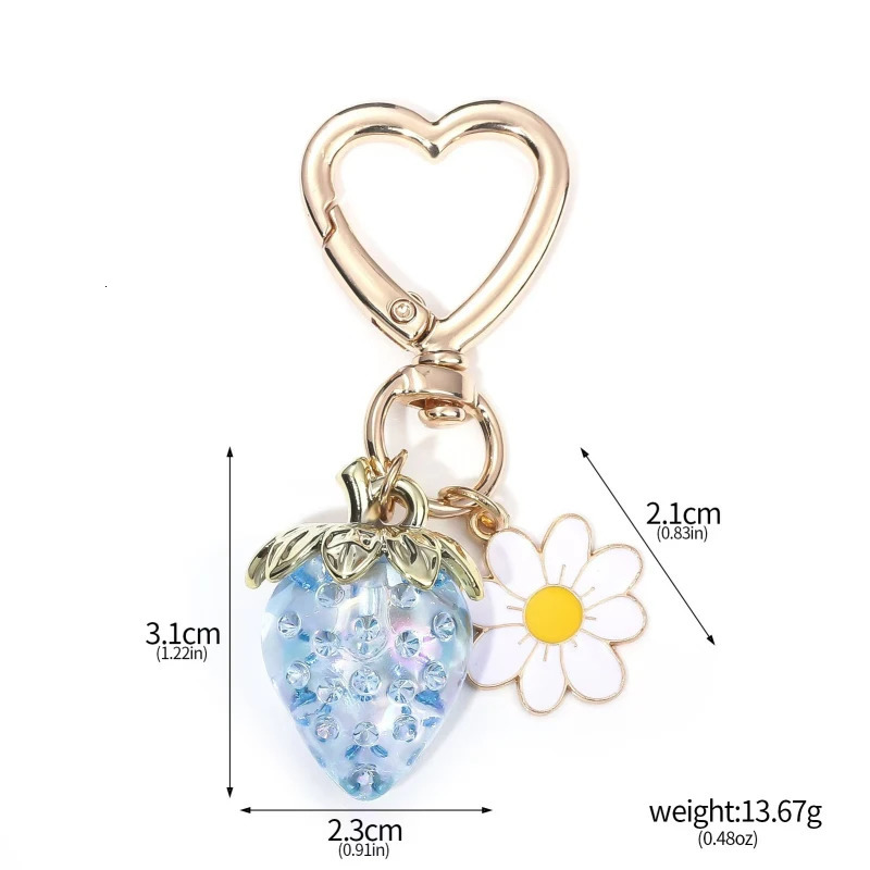 50 cute strawberry keychains pocket charm Kawaii heart-shaped flower daisy keychain accessories for decorating womens wallets 250409