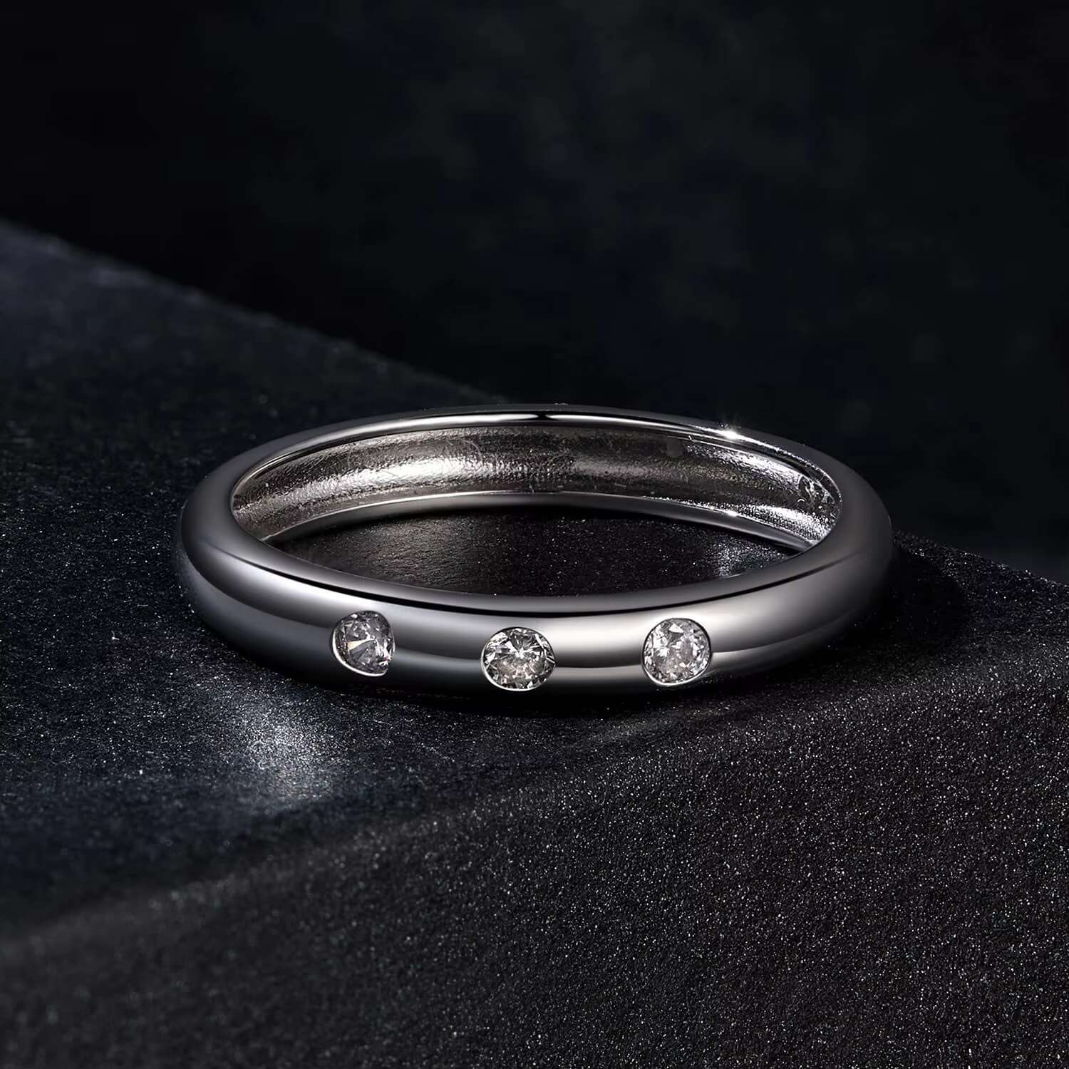 Wholesale Simple and Versatile 925 Sterling Silver Plated Platinum Light Luxury Ring Jewelry Mosang Stone Ring for Women
