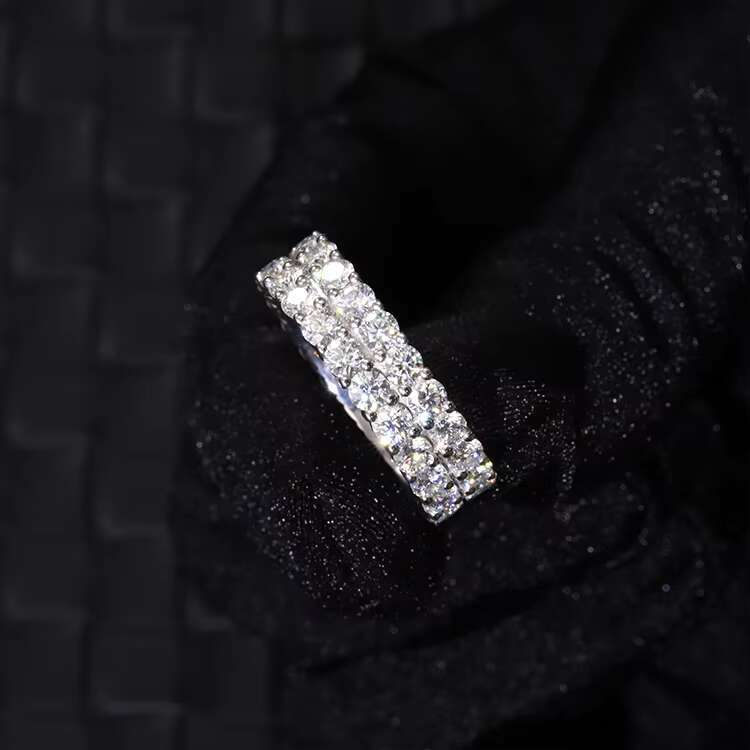 RTS Cuban Ring Iced Out Round Brilliant Cut Moissanite Diamond 925 Sterling Silver Gold Plated for Hip Hop Life