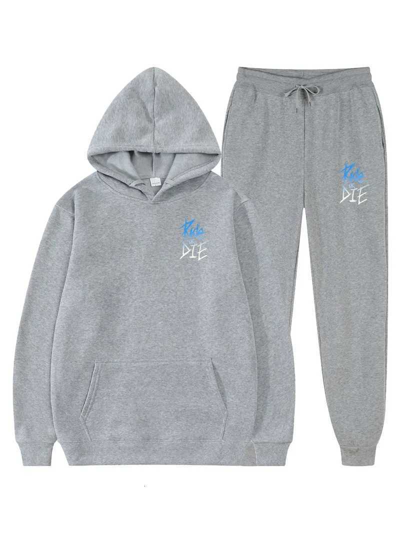 Mens sports suit graffiti print hooded sweatshirt with drawstring pants mens sports couple running hoodie 2-piece set W251110