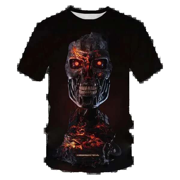 New Classic Movie Terminator 3D Printed Men's and Women's Short Sleeve Oversized T-shirt Haruku Loose Children's Y2K Top